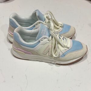 New Balance Light Blue and White Sneakers